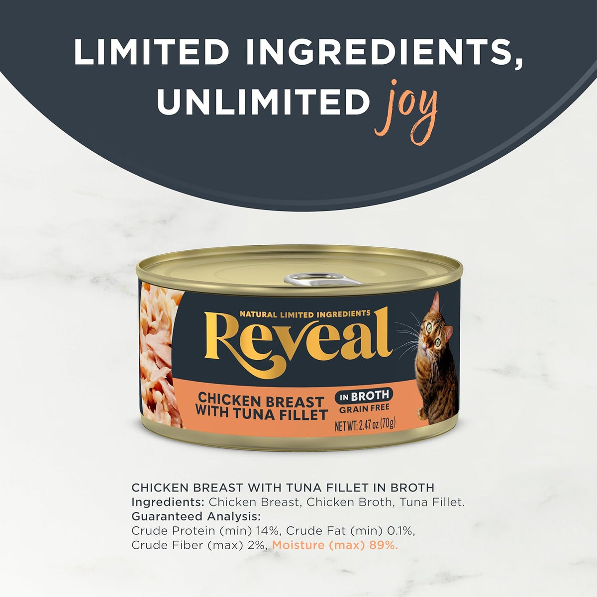 Reveal Natural Wet Canned Cat Food, Limited Ingredient, Grain Free, Protein with No Artificial