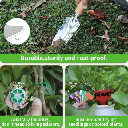 Garden Tool Set, 3 Pieces Gardening Kit with Garden Plant Twist Tie and Plastic Plant Tag