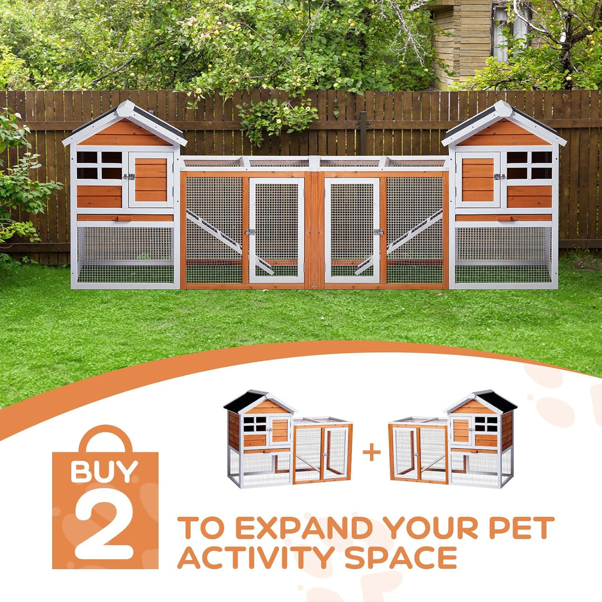 Outvita Rabbit Hutch, Small Wood Chicken Coop, 48" Guinea Pig Cage w/Pull-Out Tray, Waterproof