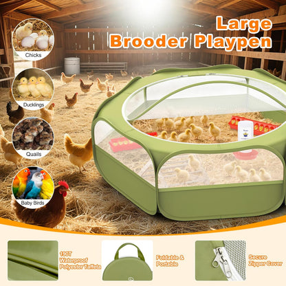 Pawaboo 6-in-1 Chicken Brooder Box for Chick Starter Kit, Includes Pet Cage Tent, Brooders Heating