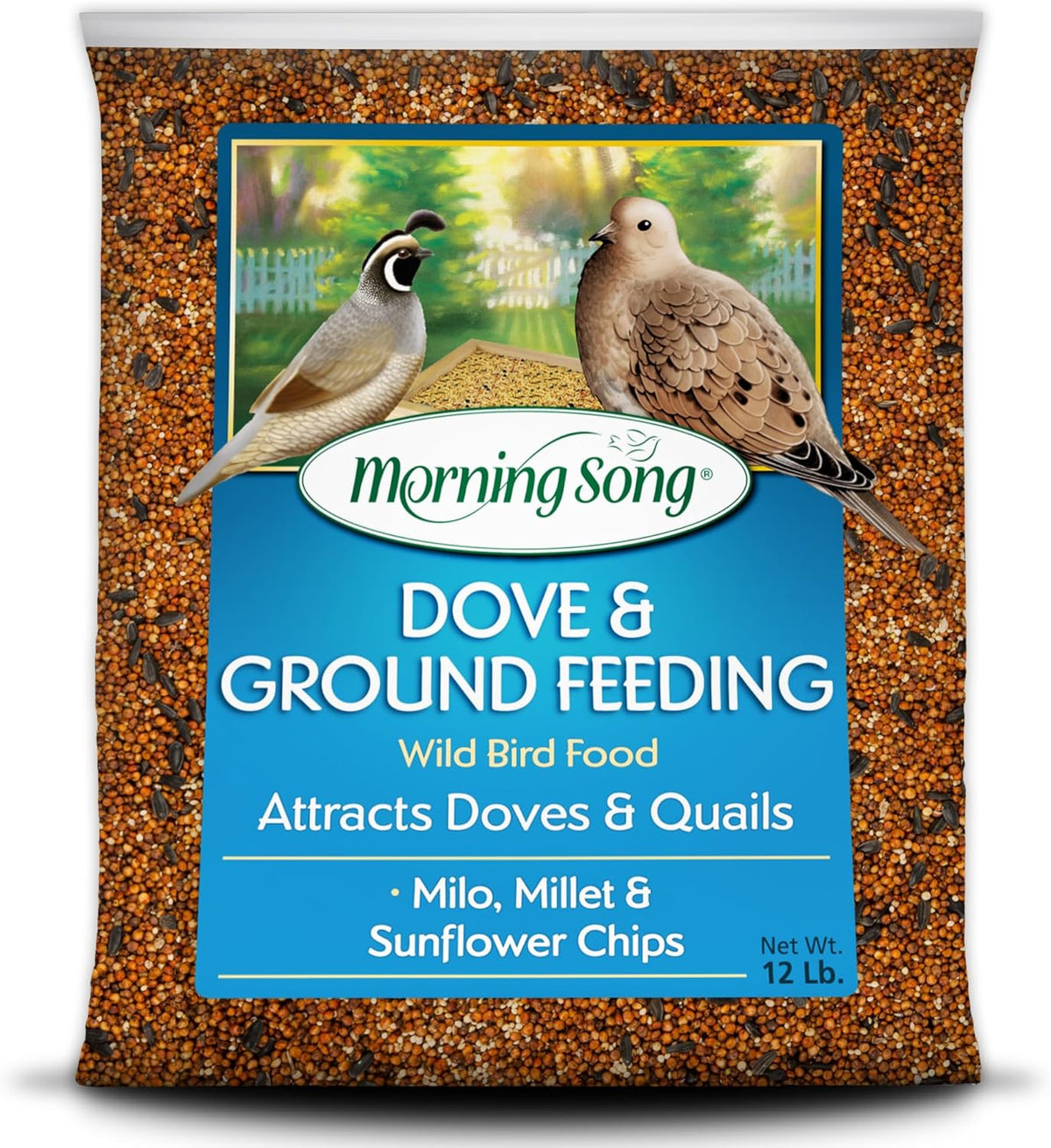 Morning Song Dove & Ground Feeding Wild Bird Seed -12 lb. Dove, Quail & Pigeon Wild Bird Food for