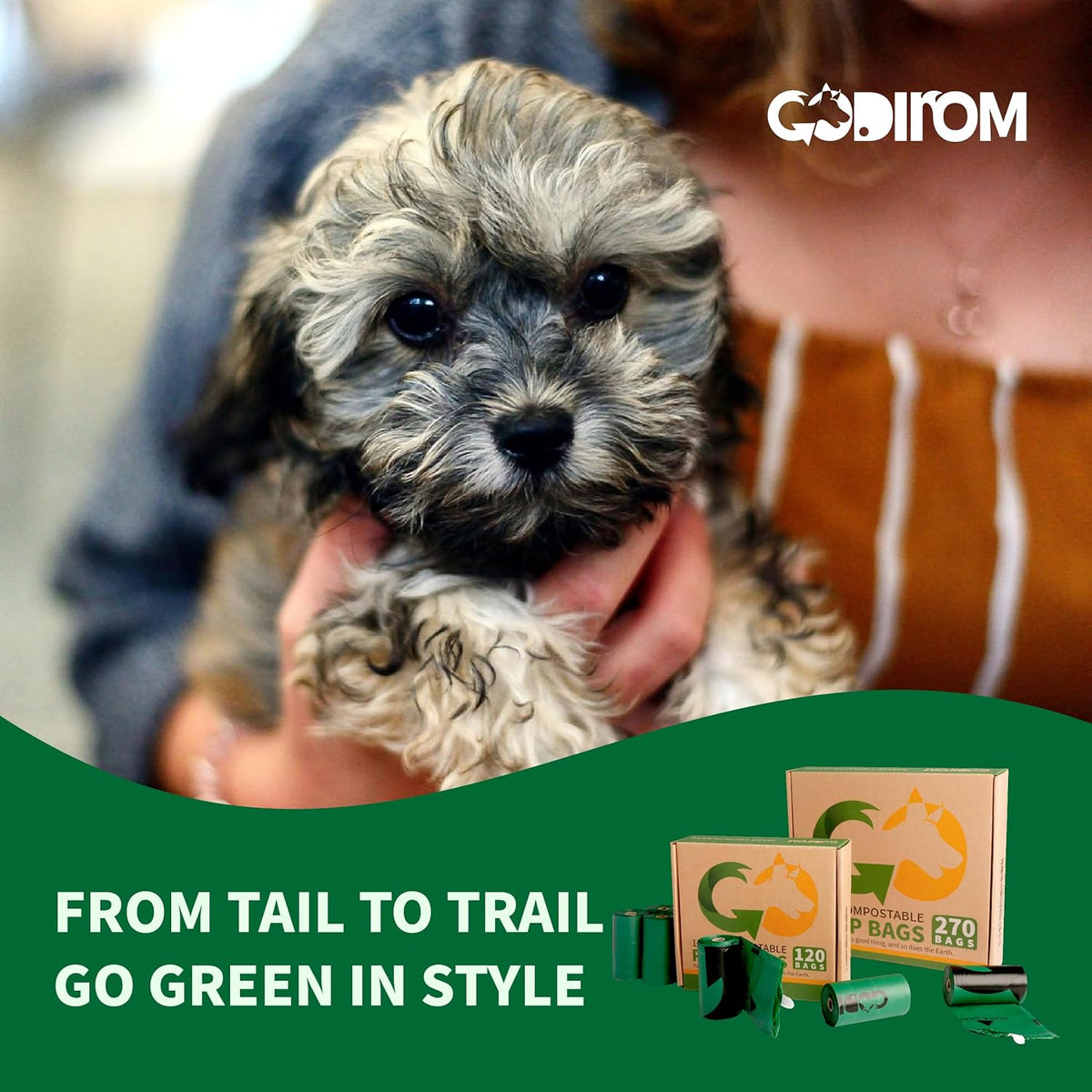 Certified 100% Compostable Poop Bags for Dogs, 270 Count Guaranteed Leak Proof and 18 Microns Extra