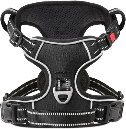 Timos Dog Harness, No-Pull Pet Harness with 2 Leash Clips, 3 Snap Buckles Adjustable Soft Padded