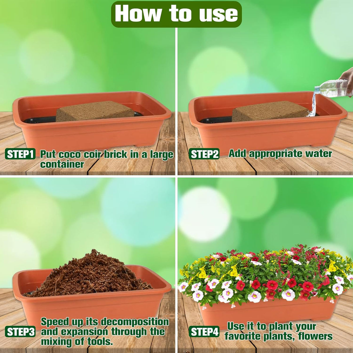 ZeeDix 10 Pack Premium Coco Coir Brick, Organic Compressed Coconut Coir Bricks Seed Starter Potting