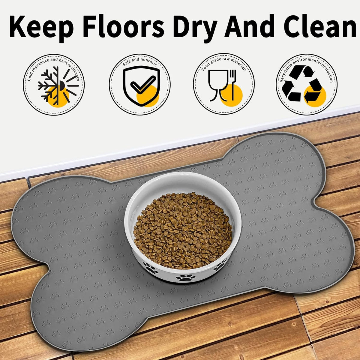 Dog Food Mat Anti-Slip Silicone Dog Bowl Mat Thicker Pet Placemat Waterproof Cat Feeder Pad with
