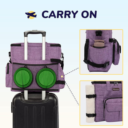 Modoker Dog Travel Organizer Carriers for Supplies & Accessories, Airline Approved Cat Pet Travel