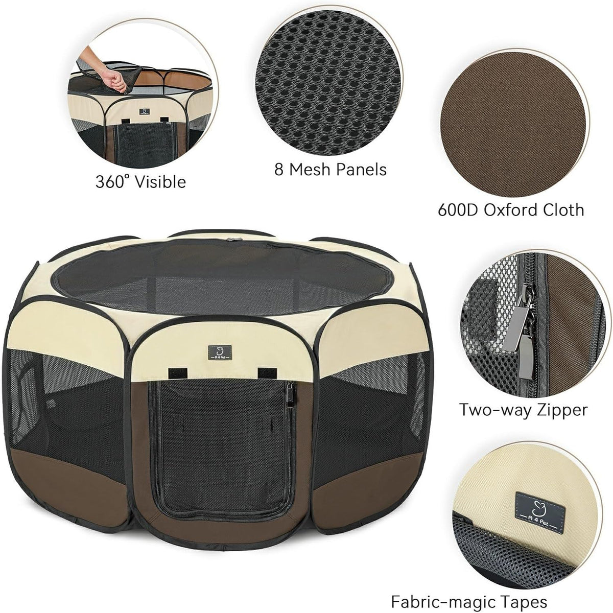 A 4 Pet PortablePet Playpen for Small Dogs, 27" Foldable Small Playpens for Puppy/Cat/Rabbit/Chick