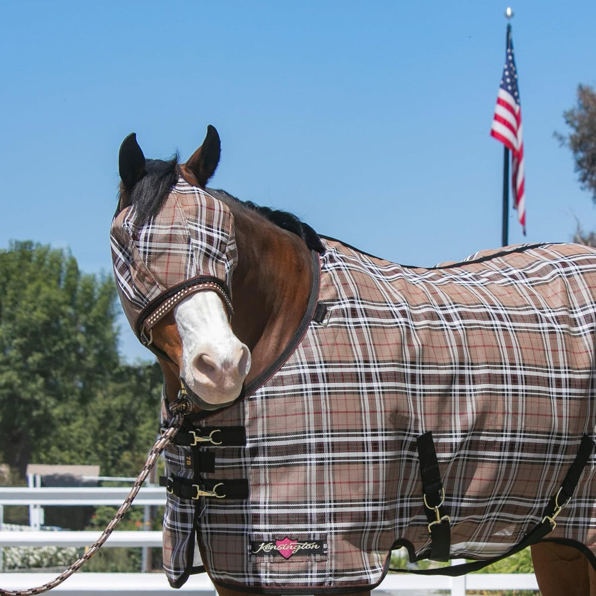Kensington UV Horse Fly Mask with Web Trim - Protective Mask with Dual Ear Opening & Forelock