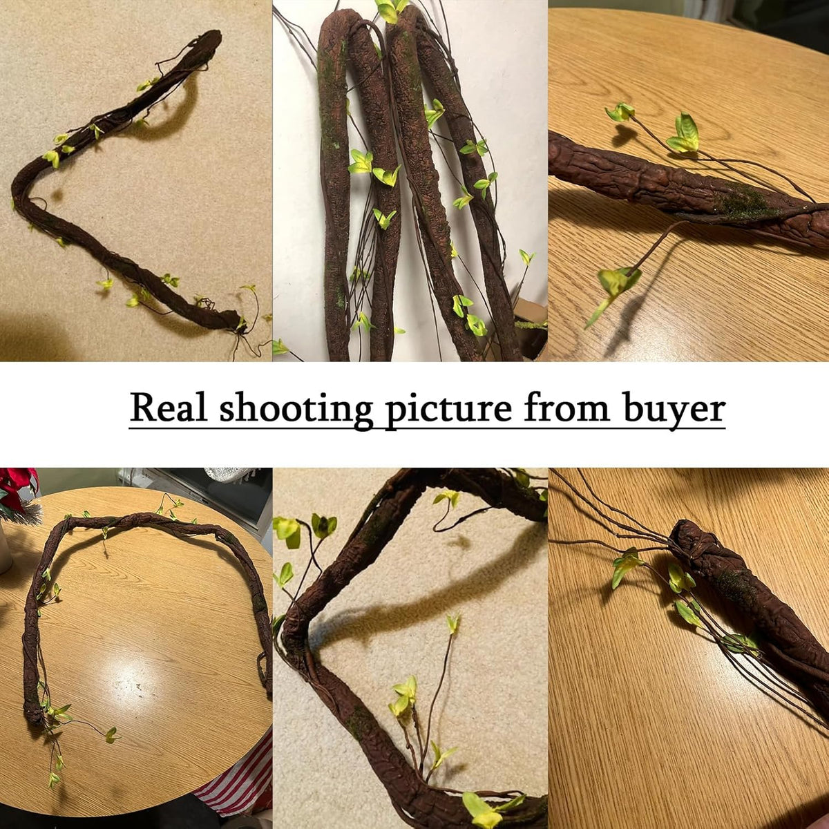63in Bendable Thick Artificial Tree Branches Faux Wood Tree Trunk Twigs Grapevines Moss Plants