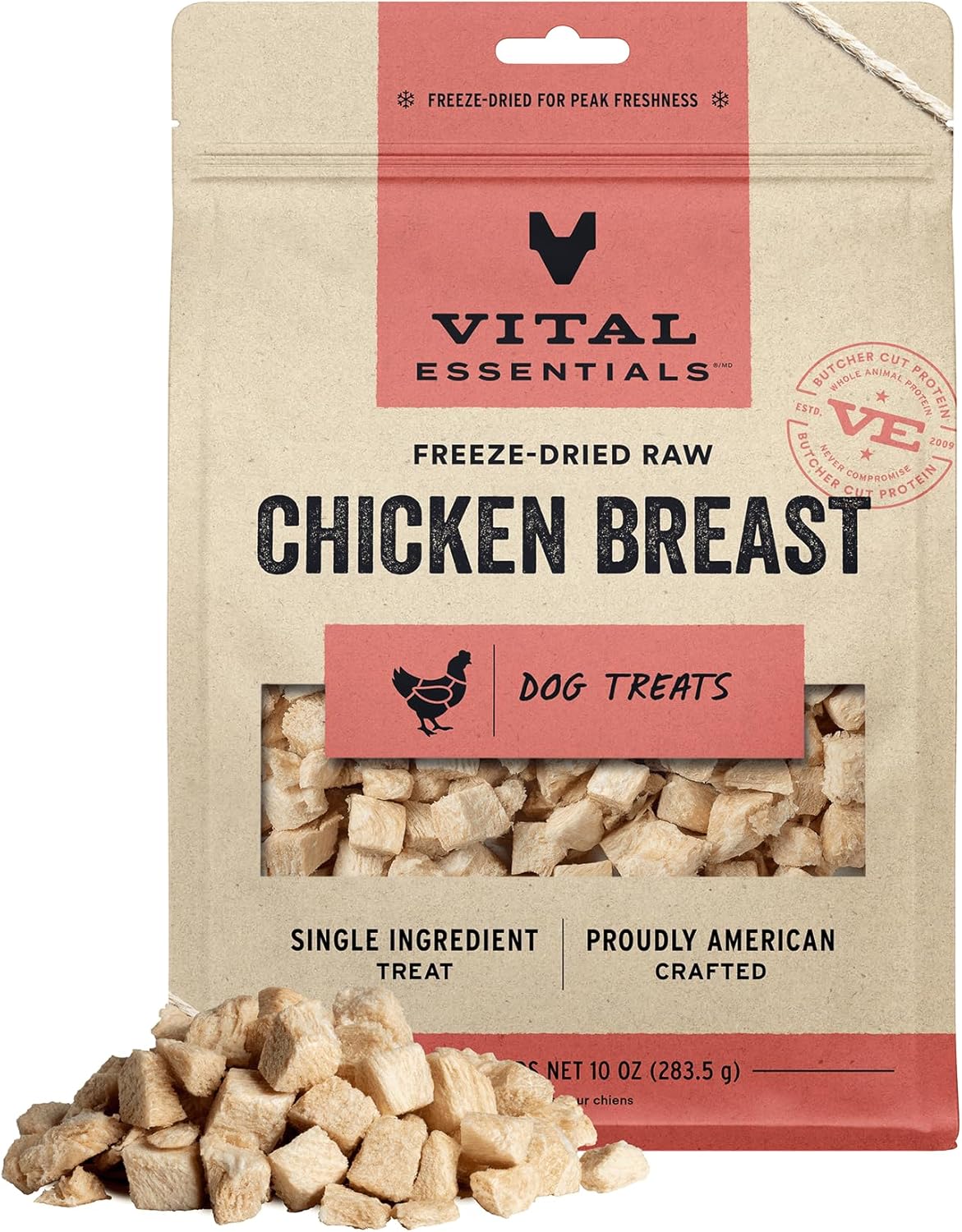 Vital Essentials Chicken Breast Dog Treats, 10 oz | Freeze-Dried Raw | Single Ingredient | Premium