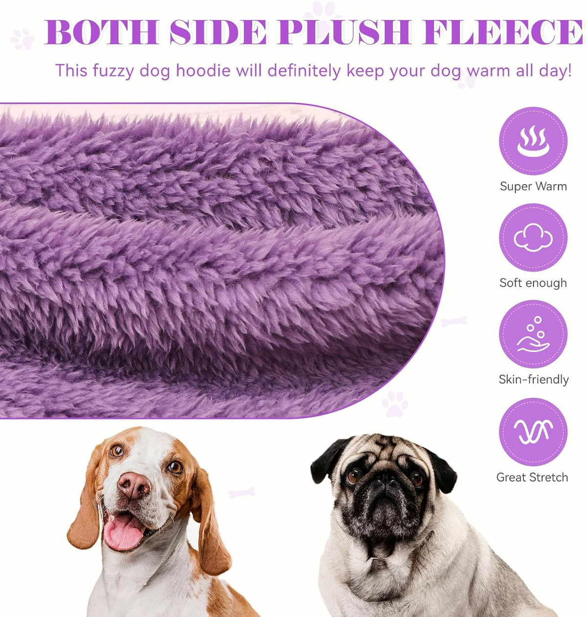Fuzzy Dog Hoodie Dog Sweaters for Small Dogs Soft Double-Sided Plush Fleece Pet Sweater Pet Clothes