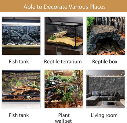 4pcs Rock Terrarium Background,3D Reptile Tank Background Board,Amphibian Stereo Backdrop