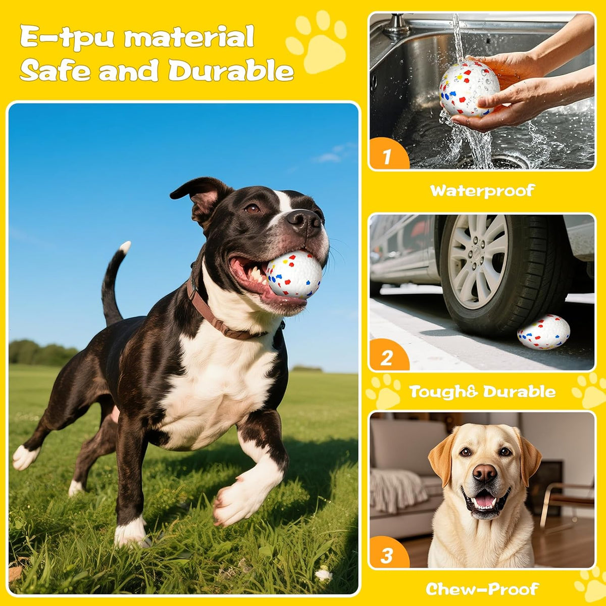 Dog Ball, 2.5 inch Dog Toy for Aggressive Chewers,ETPU Material Durable Ball for