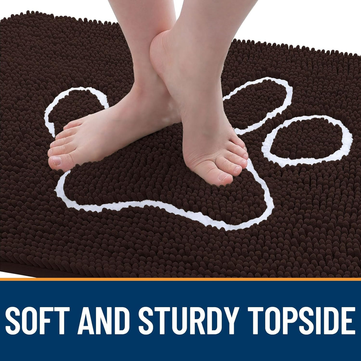 OLANLY Door Mat for Muddy Dog Paws 40x32, Ultra Absorbent Chenille Mud Doormat with Paw Print
