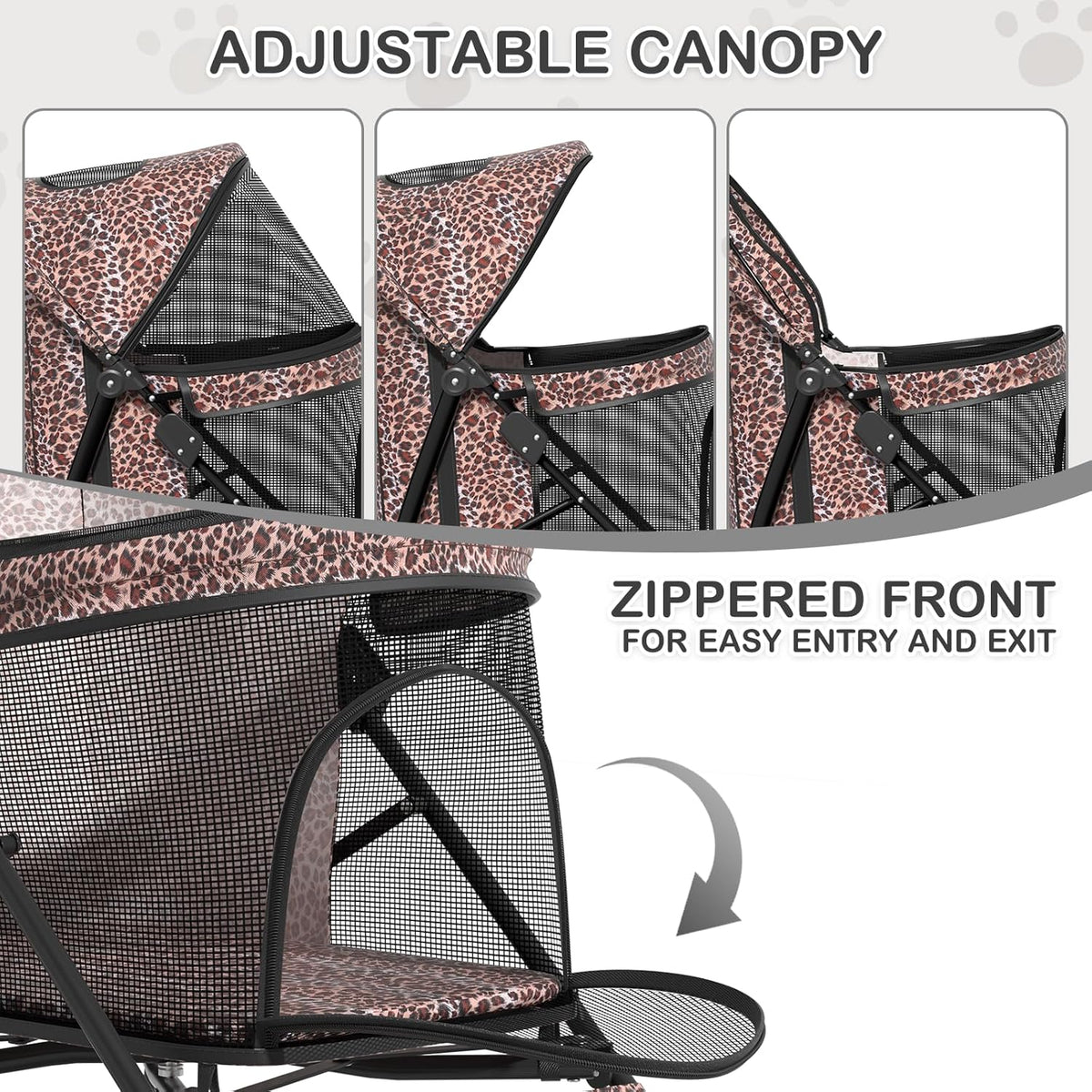 MoNiBloom 4 Wheels Pet Stroller, Easy-Fold Umbrella Shaped Dog Cat Jogger Stroller w/Storage Bag &