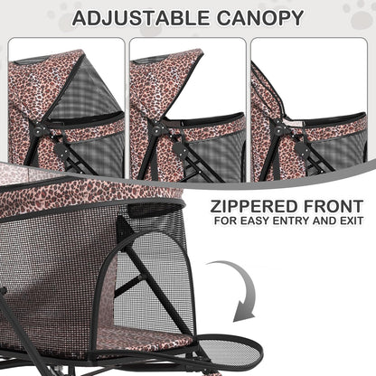 MoNiBloom 4 Wheels Pet Stroller, Easy-Fold Umbrella Shaped Dog Cat Jogger Stroller w/Storage Bag &