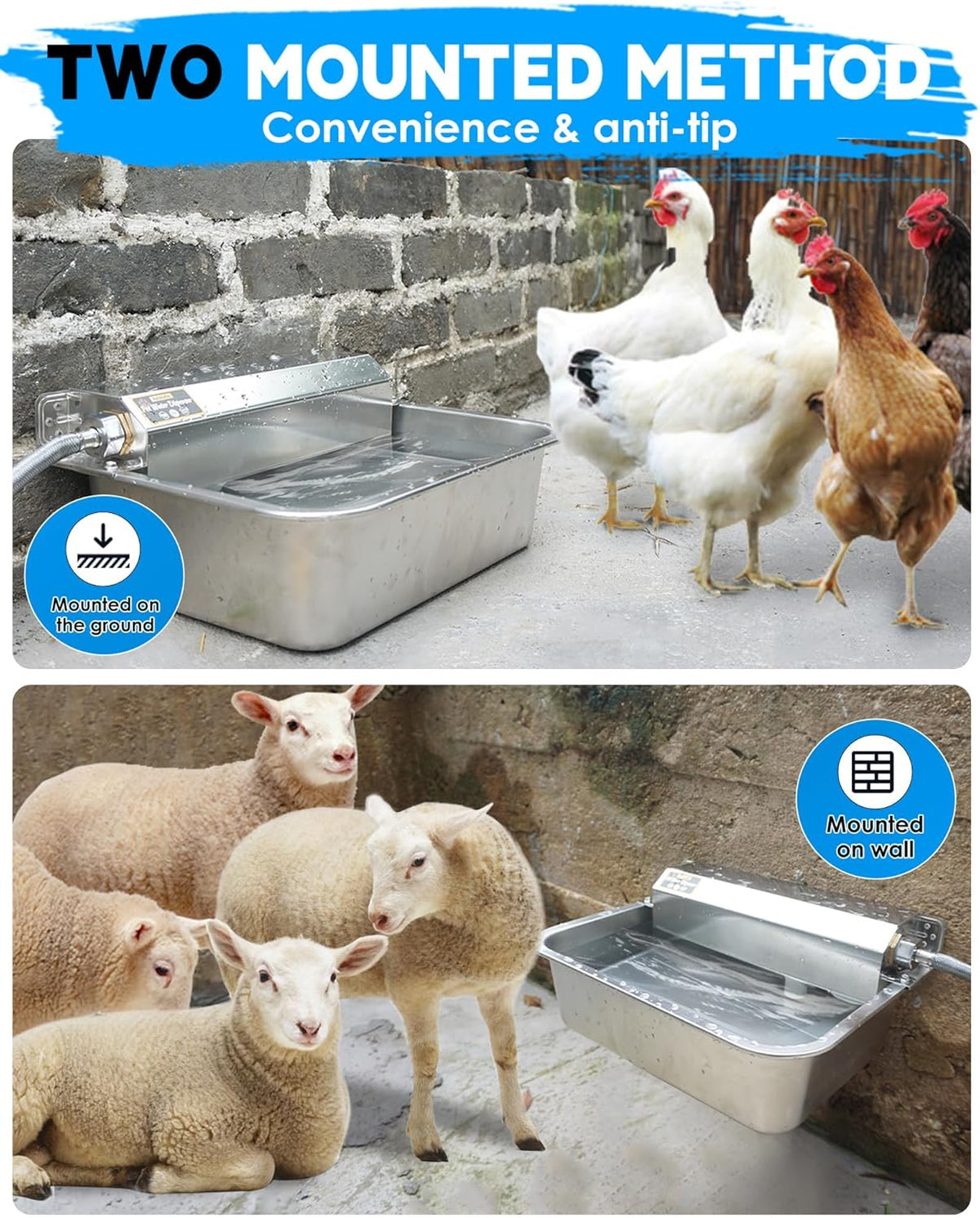 Automatic Dog Water Dispenser, 2 Gallons 304 Stainless Steel Dog Water Bowl for Indoor/Outdoor