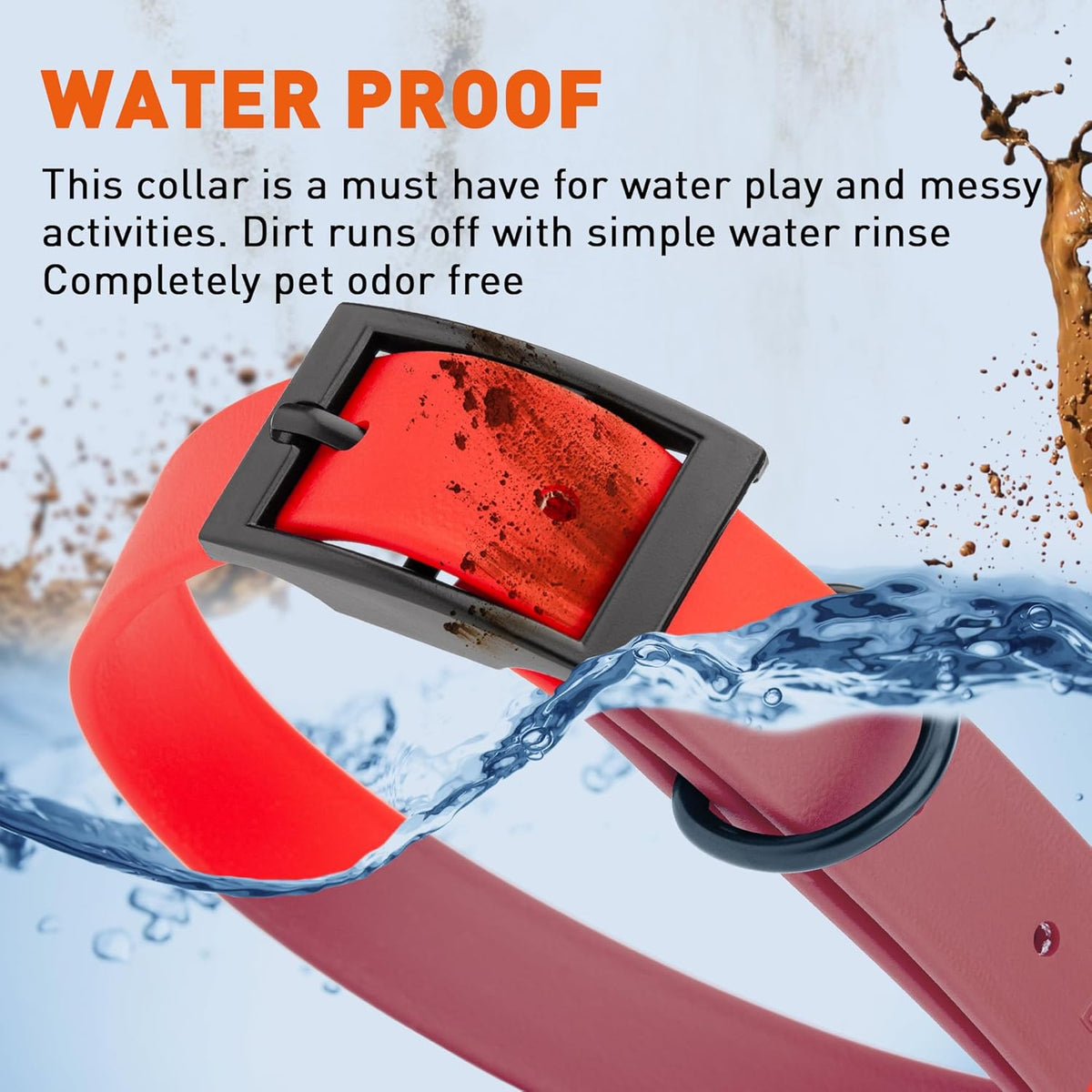 Dogline Biothane Waterproof Dog Collar Strong Coated Nylon Webbing with Black Hardware Odor- Proof