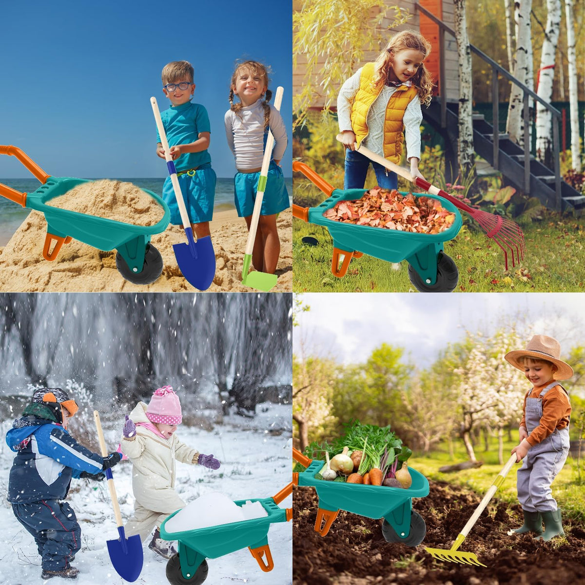 Kids Gardening Tools Outdoor Toys Set Backyard Play with Wheelbarrow Educational STEM Learning