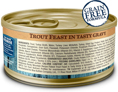 Blue Buffalo Wilderness Rocky Mountain Recipe Natural High Protein Wet Food for Adult Cats, Trout