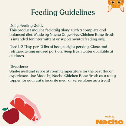 Made by Nacho Bone Broth Cat Food Topper for Hydration and Picky Eaters - Add Protein and Flavor to