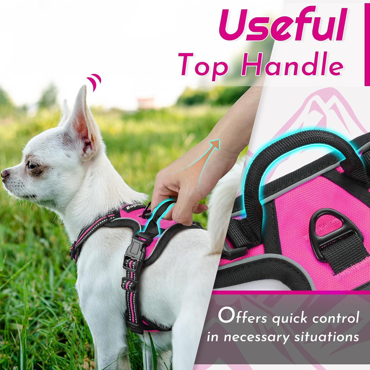 Eagloo Small Dog Harness No Pull, Service Vest with Reflective Strips and Control Handle