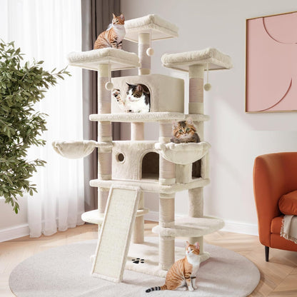 SHA CERLIN 68 Inches Multi-Level Large Cat Tree for Large Kitties/Big Cat Tower with Condo/Cozy
