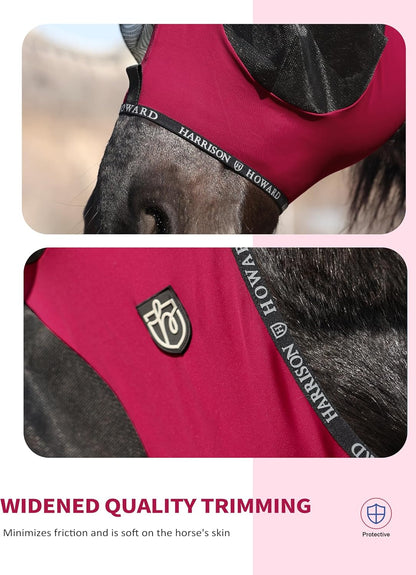 Harrison Howard Horse Fly Mask with Forelock Opening Stretch Breathable and Comfortable for Horses