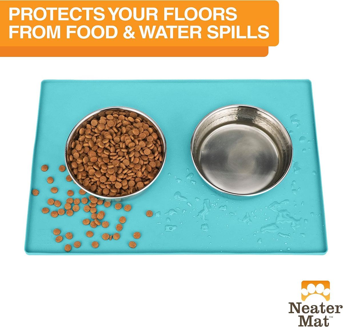 Neater Pet Brands Neater Mat Pet Mats for Food and Water, Waterproof Silicone Pet Mat with Raised