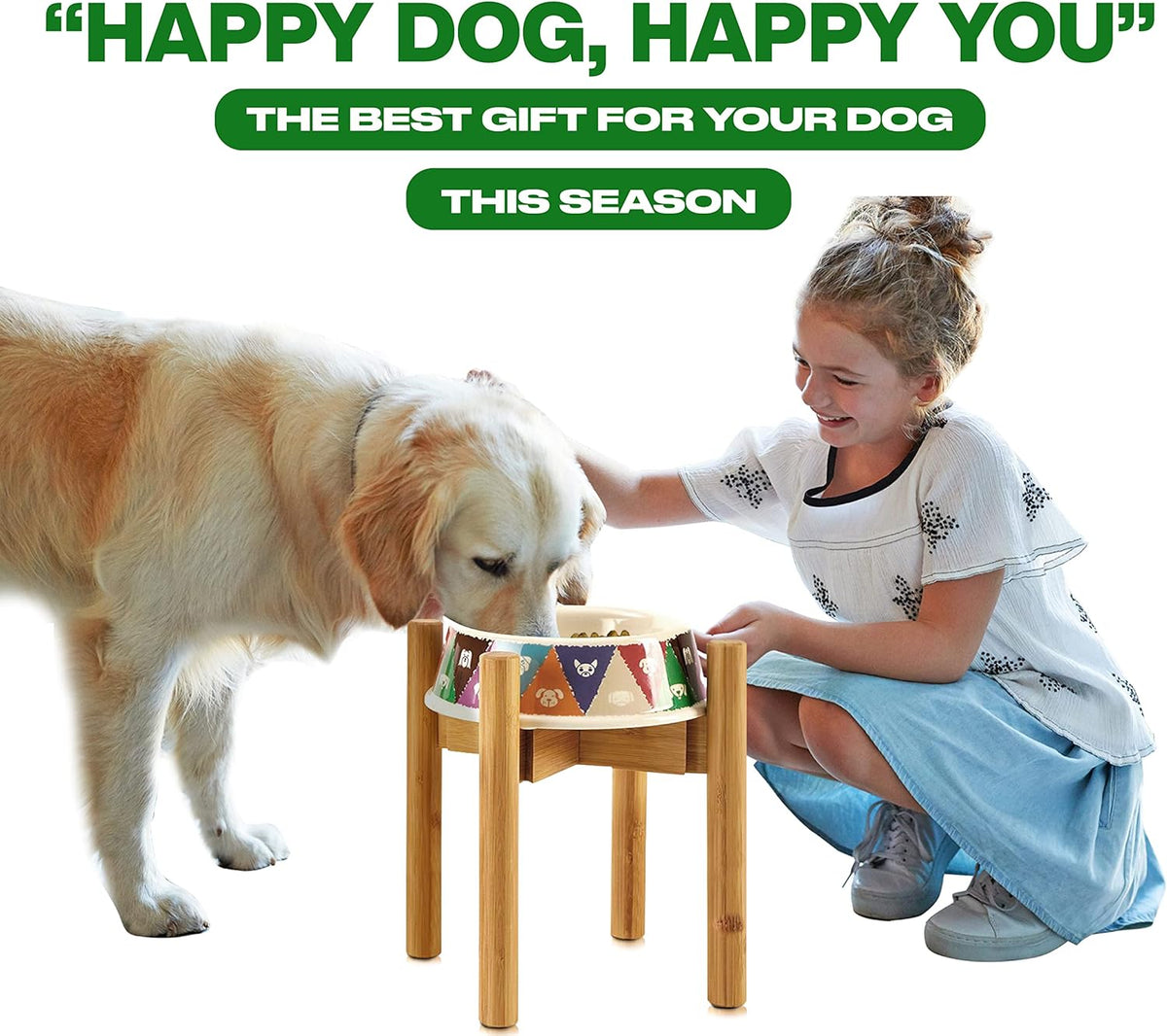 Dog Bowl Stand for Large Breed - 14-inch High, Adjustable Sideways to Fit Various Sizes of Pet