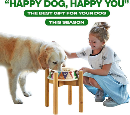 Dog Bowl Stand for Large Breed - 14-inch High, Adjustable Sideways to Fit Various Sizes of Pet