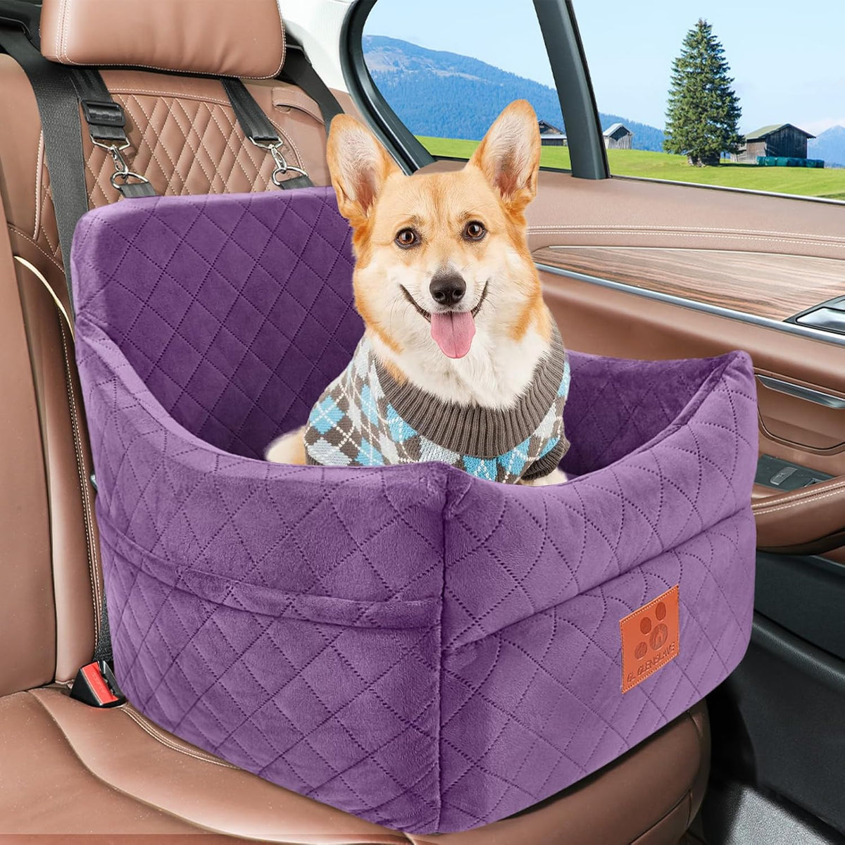 Dog Car Seat for Small/Medium Dogs, Dog Booster Car Seats with Thick Cushion for Dogs Under 35lbs