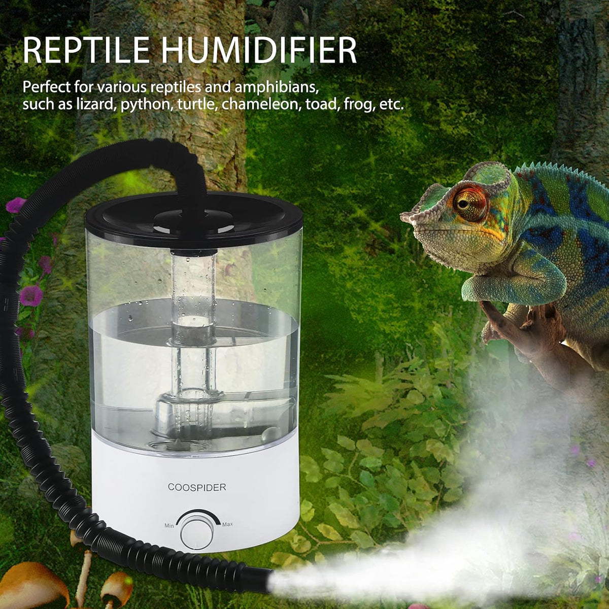 Coospider 4.2L Top Fill Reptile Fogger Mister, Reptile Humidifier for Reptiles Tank, Terrariums
