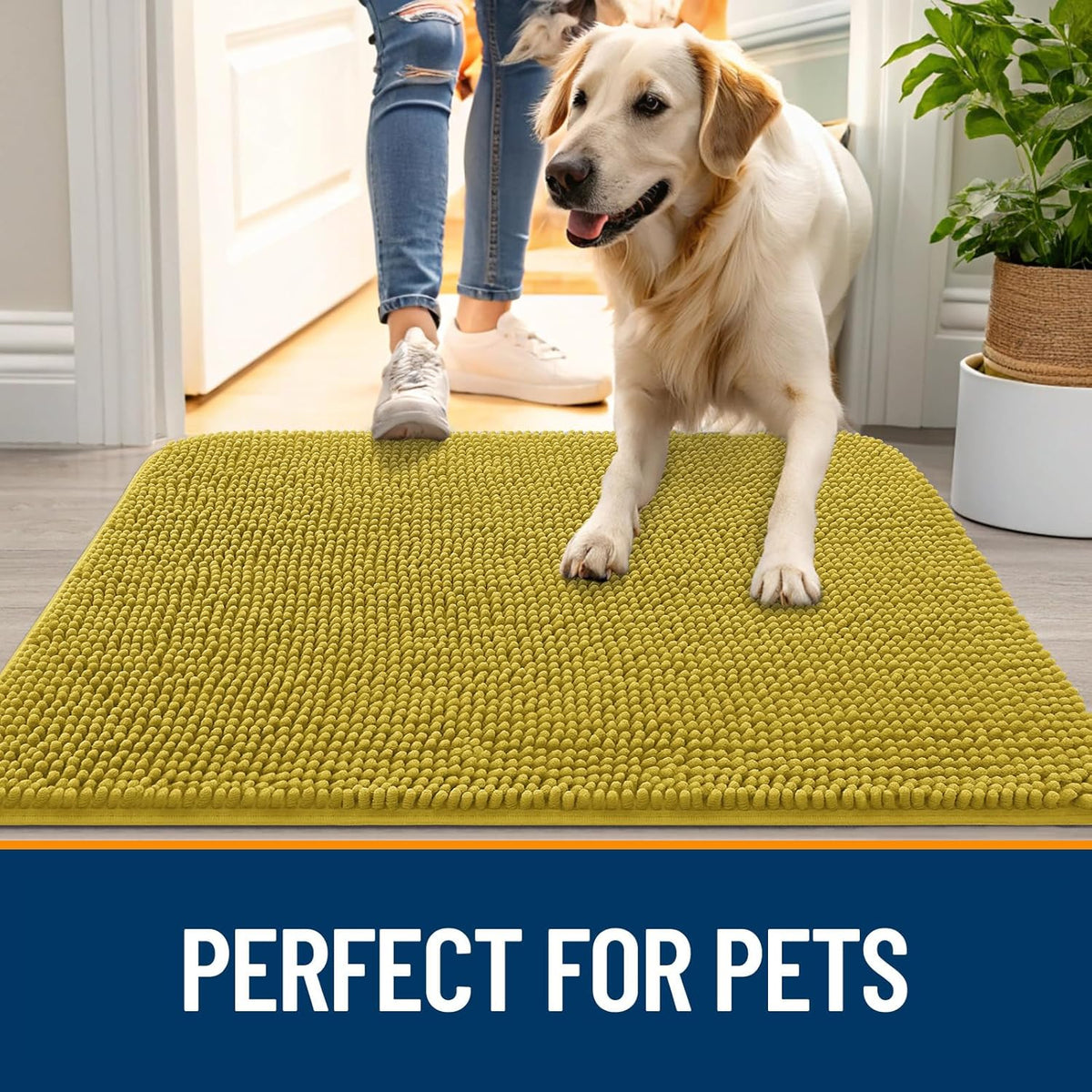 OLANLY Dog Door Mat for Muddy Paws 30x20, Absorbs Moisture and Dirt, Absorbent Non-Slip Washable