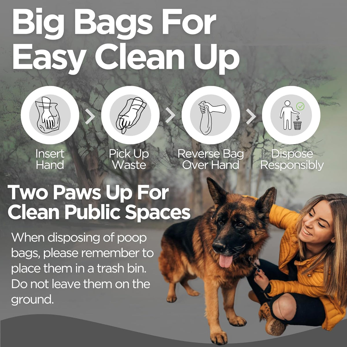 Commercial Pull-Strap Header Dog Poop Bags, 38% USDA Certified Plant-Based, Leak-Proof and Tear