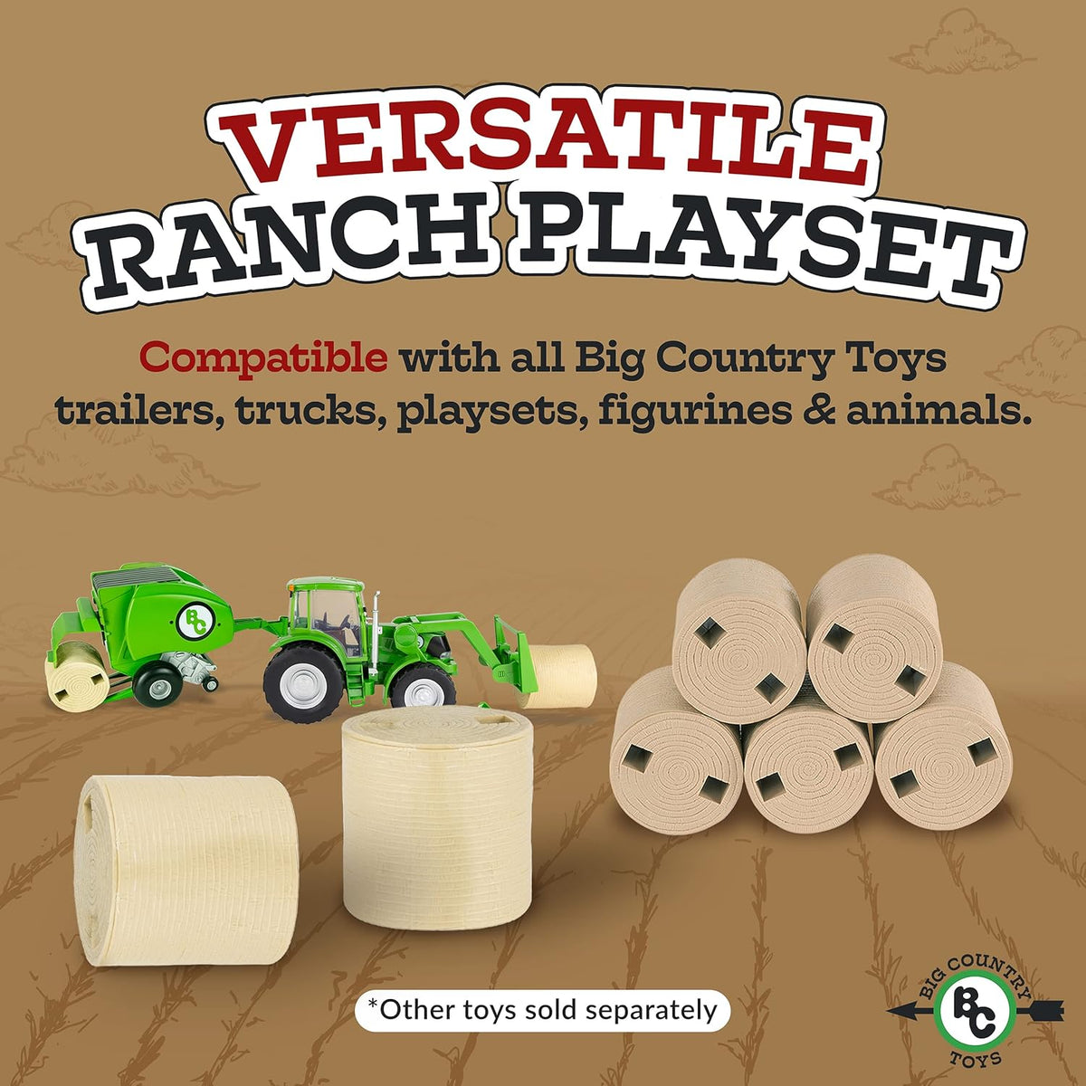 Big Country Toys 5-Piece Hay Bale Set - Toy Hay Bales for Farm Animal Toys for 3 Year Old Boys &