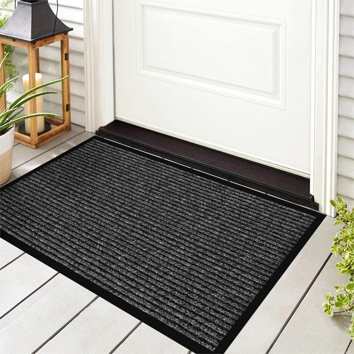 Durable Front Door Mat, Heavy Duty Indoor Outdoor Doormat, 48” x 36” Low Profile Outdoor Mats for