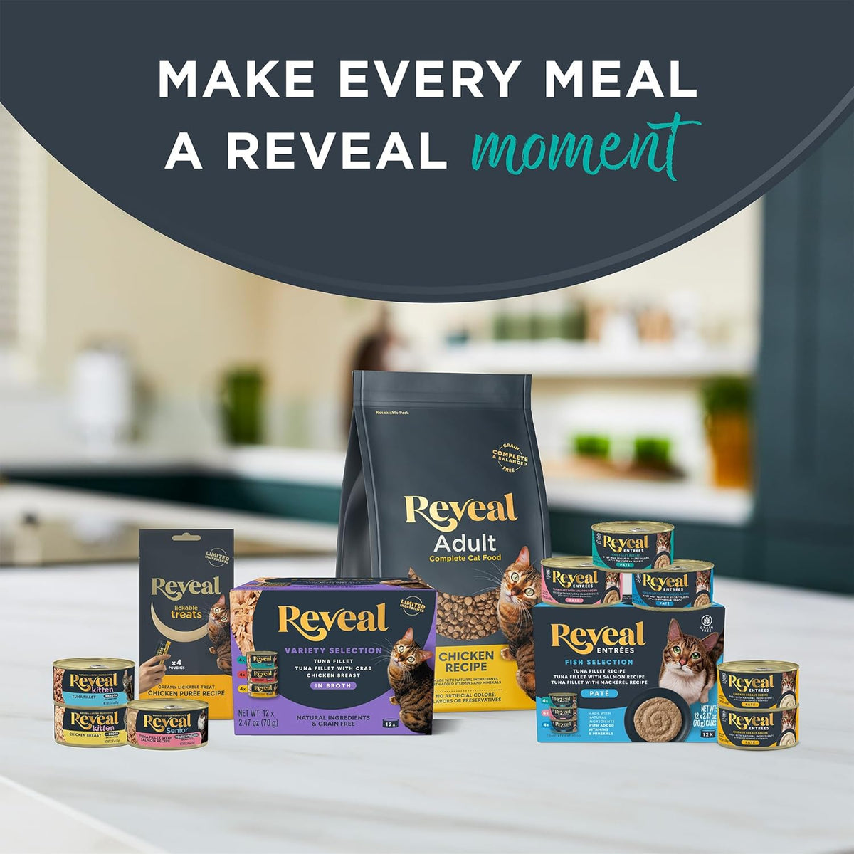 Reveal Natural Wet Cat Food, 30 Count, Grain Free, Limited Ingredient Canned Food for Cats, Fish