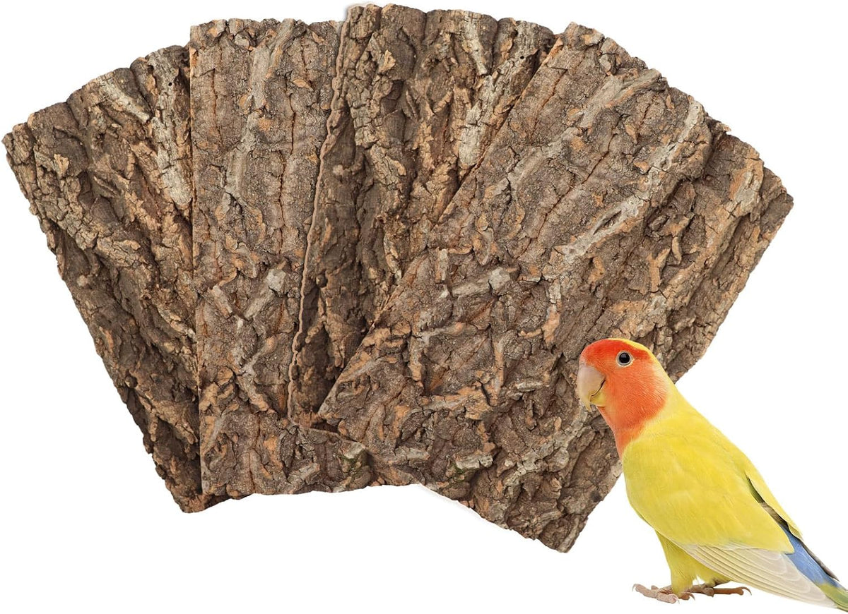 4 Pack Natural Cork Bark Bird Perch Stand, 15.7 × 11.8 inch Parrot Chewing Toys, Birdcage