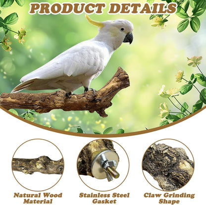 PINVNBY 3 Sizes Natural Bird Perches Wooden Parakeet Perches Bird Perches for Cage Parrot Chewing