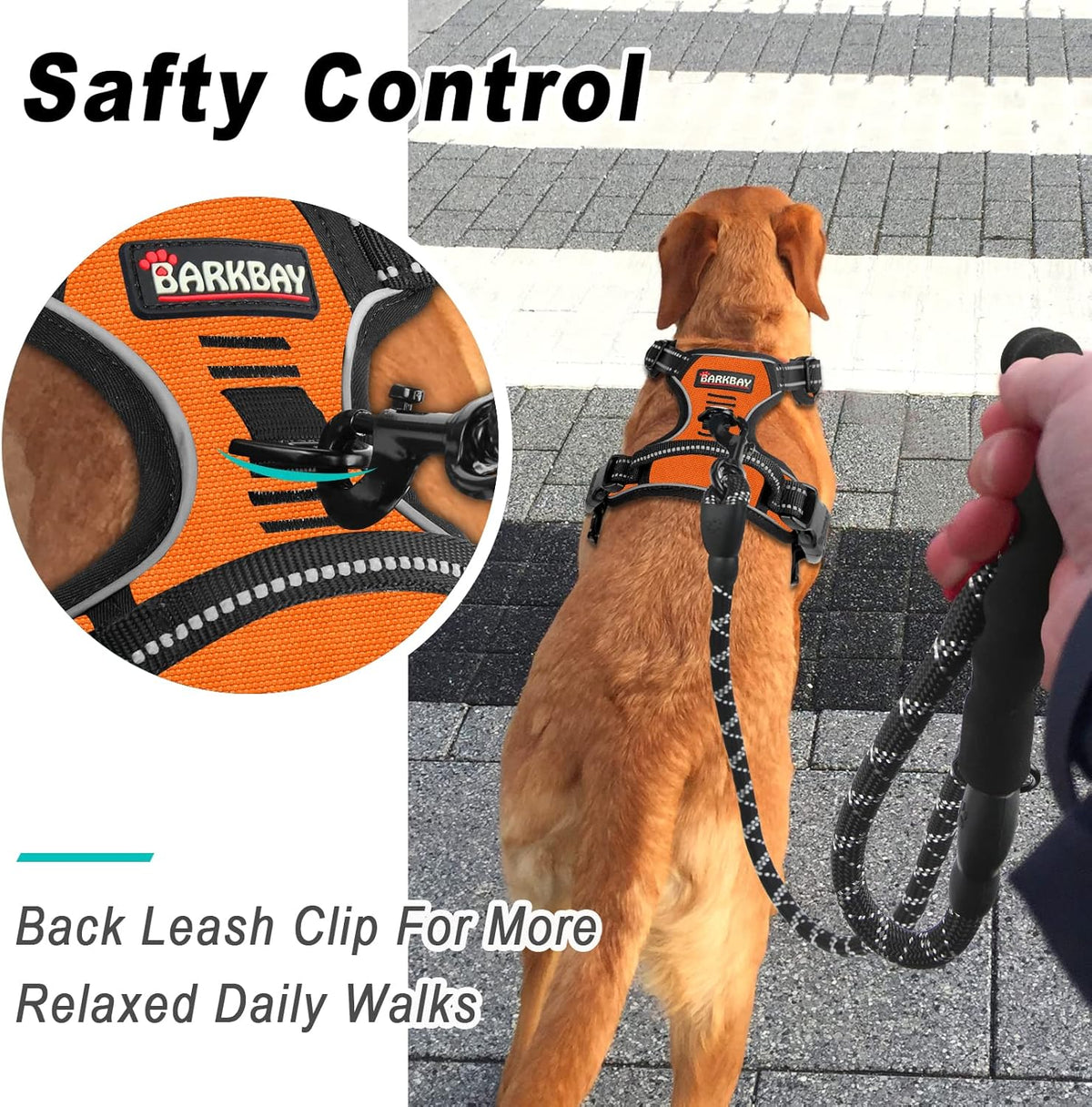 BARKBAY No Pull Dog Harness Large Step in Reflective Dog Harness with Front Clip and Easy Control