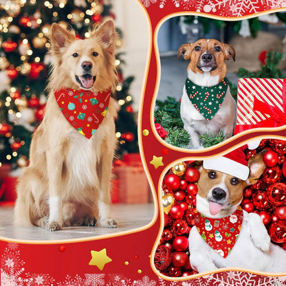200 Pcs Christmas Dog Bandanas Bulk Xmas Bandanas for Dogs Red and Green Triangle Kerchief Bibs