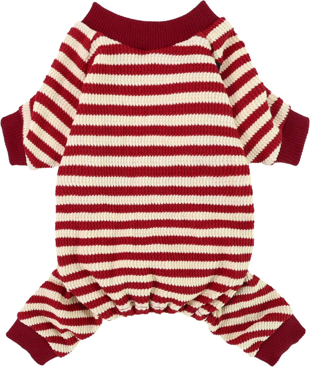 Fitwarm Red and White Striped Dog Pajamas, Waffle Dog Clothes for Small Dogs Girl Boy, Puppy Onesie