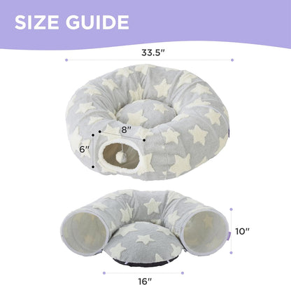 Lesure Cat Tunnel Bed for Indoor Cats - Cute Cat Donut Tunnel Toys for Small Large Cats with