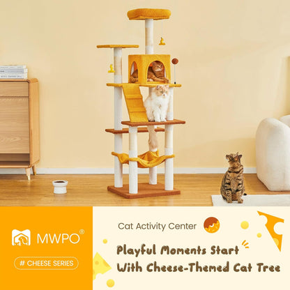 MWPO Cat Tree, 63.8-Inch Cat Tower for Indoor Cats, Multi-Level Cat Condo with 5 Scratching Posts
