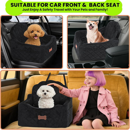 Dog Car Seat for Small Dogs Under 30lbs, Detachable Washable Pet Booster Seat with Safety Belt &