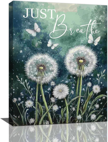 Dandelion Pictures Wall Art, Farmhouse Floral Bathroom Wall Decor, Rustic Inspirational Framed