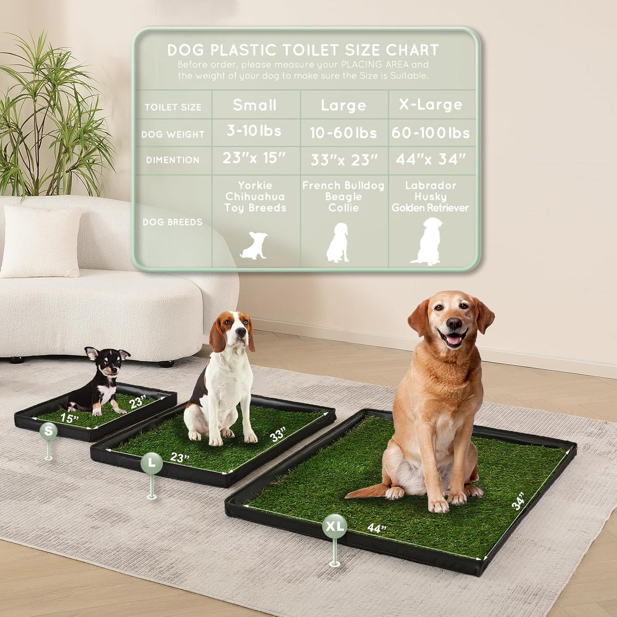 Dog Grass Pad with Foldable Dog Litter Box, Small Liner Base (23”×15”) for Balcony, 2 Artficial