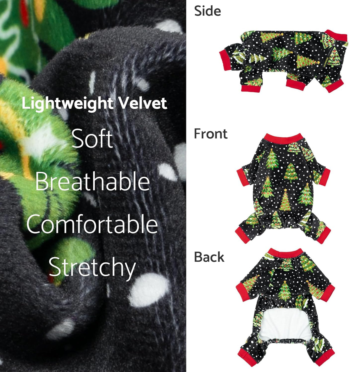 Fitwarm Christmas Tree Dog Pajamas, Christmas Clothes for Small Dogs Boy Girl, Holiday Pet Outfit