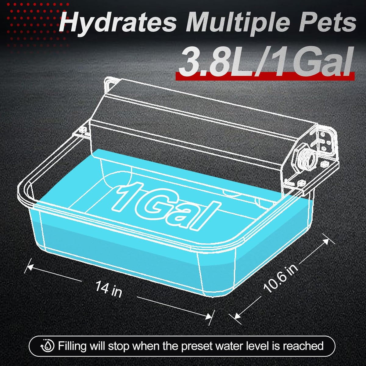 1Gal/3.8L Automatic Water Dispenser for Dogs, Patented Automatic Dog Waterer Bowl for Outdoor